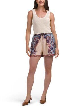 HOUSE OF HARLOW 1960 2pc Sweater Top And Satin Printed Shorts Set